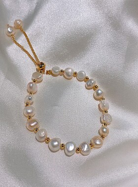 淡水珍珠手链女夏小众设计复古女生日式新款潮首饰精致手串甜美