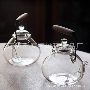 日式玻璃提梁壶高硼硅玻璃加厚煮茶壶煮水壶电陶炉用煮茶器