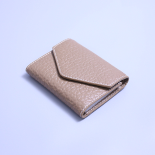软牛皮三折短款小钱包女百搭2023新款真皮卡包驾驶证一体式钱夹潮
