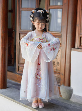 茗楠之家汉服女童春装儿童古装超仙连衣裙中国风公主裙小女孩襦裙