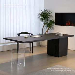 新款电脑桌轻奢意式极简小户型书房书桌简约现代实木老板办公桌