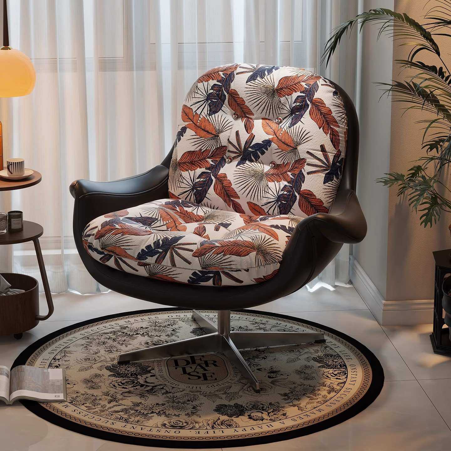 复古单人沙发椅中古风可旋转设计师家用客厅阳台舒适休闲靠背椅子,模玩/动漫/周边/娃圈三坑/桌游,模型制作工具/辅料耗材,淘宝优惠券,粉丝福利购,淘宝优惠卷