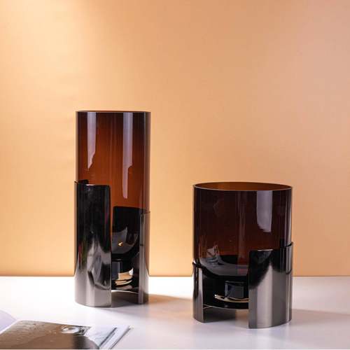 安华轻奢玻璃花瓶 创意艺术花器摆件插干花水培餐桌摆件ins风