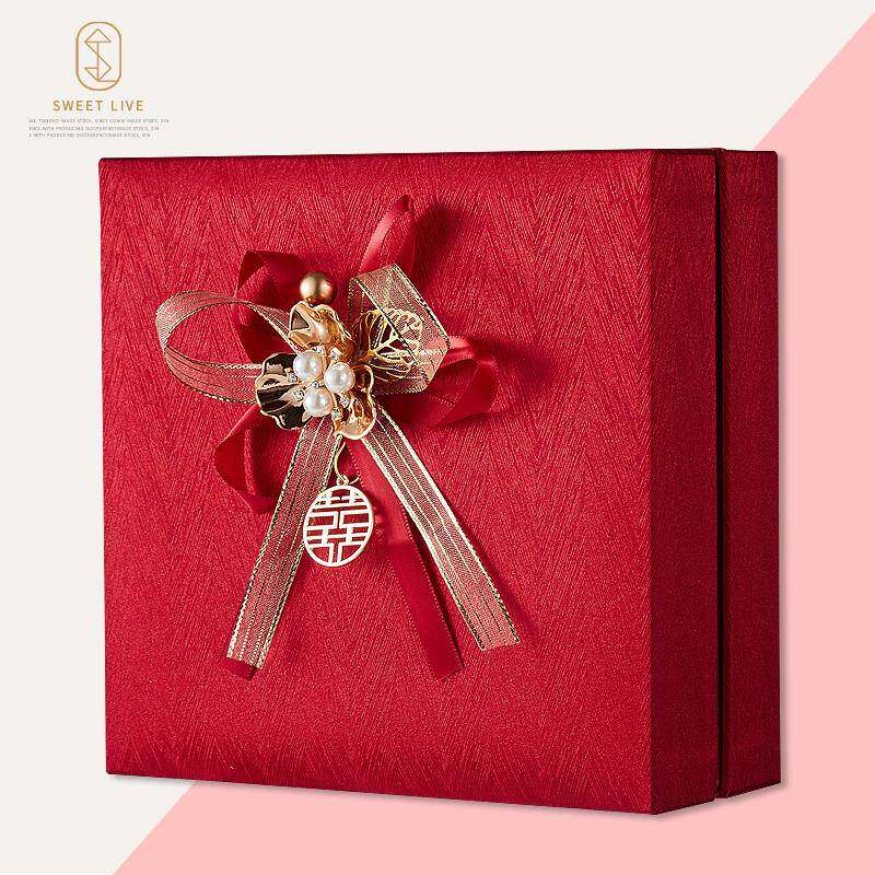 高奢缎面结婚红包盒闺蜜喜字布艺婚礼礼金盒子聘礼送封套可定 制