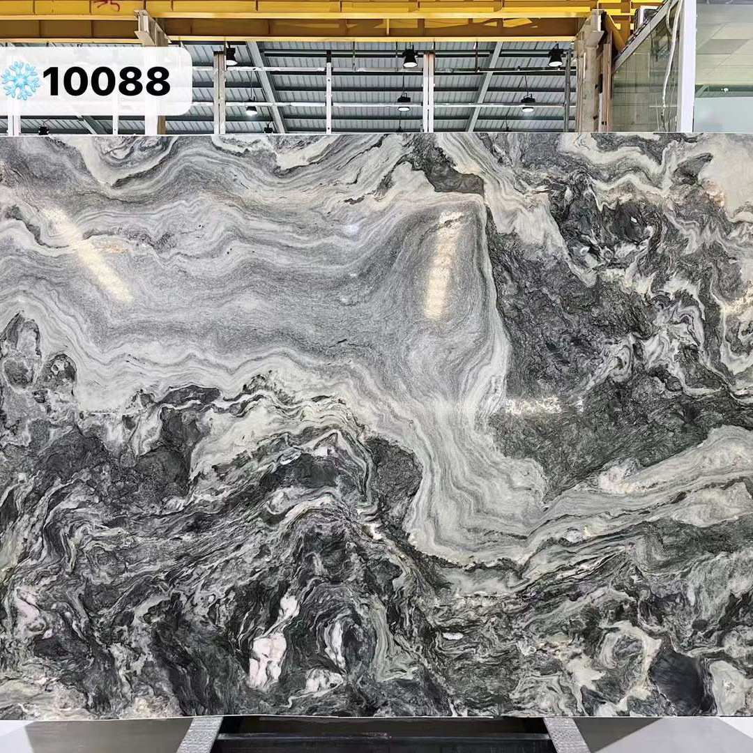璀璨年华大理石定制现代轻奢背景墙天然奢石餐桌圆桌