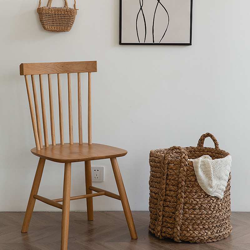 温莎椅 北欧家用实木餐椅简约现代网红款白橡木原木靠背椅子