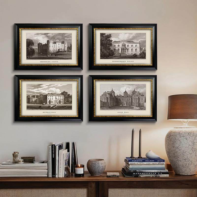 美式建筑挂画复古欧式风格餐厅墙面装饰品走廊过道壁画法式装饰画,电子元器件市场,集成电路（IC）,淘宝优惠券,粉丝福利购,淘宝优惠卷