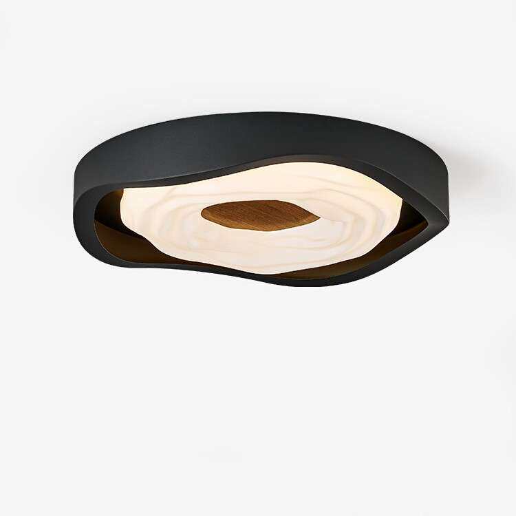 意式甜甜圈卧室吸顶灯极简设计师创意艺术房间灯黑色圆形主卧灯