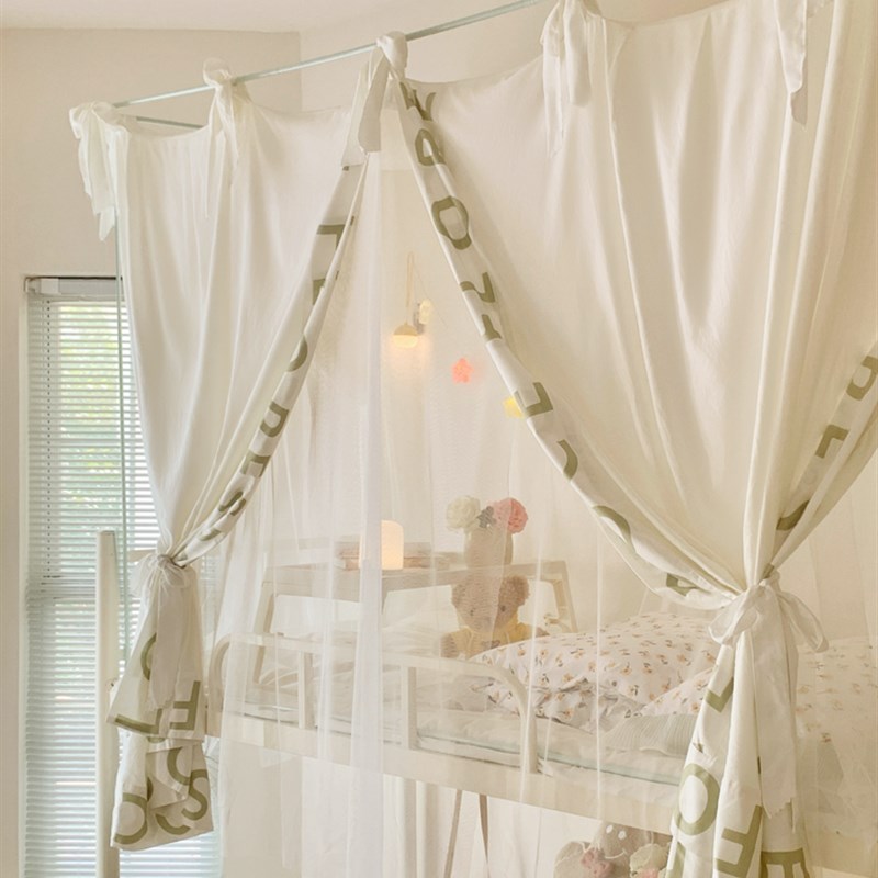 厂家u型升降支架四开门上铺一体式床帘遮光黑色加厚宿舍寝室