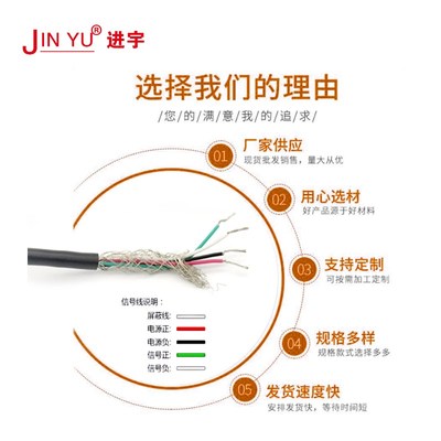 称重传感器信号线/4芯屏蔽电缆线/地磅信L号线/传感器连接线屏蔽