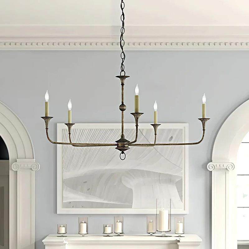 美式乡村民宿书房灯别墅蜡烛灯饰法式复古客厅吊灯中古风餐厅灯