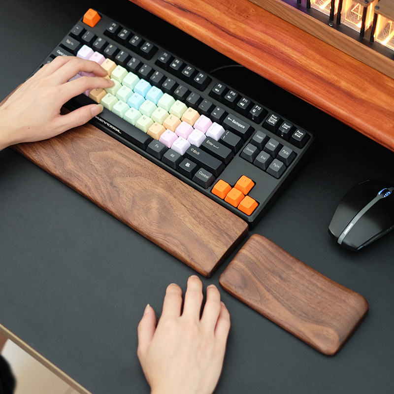 键盘手托 滑鼠标垫护腕垫60/87/104键机械键盘手托木质掌枕垫拖架