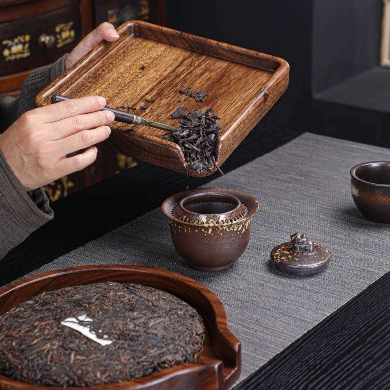 整木胡桃木实木茶盘茶饼分茶盘