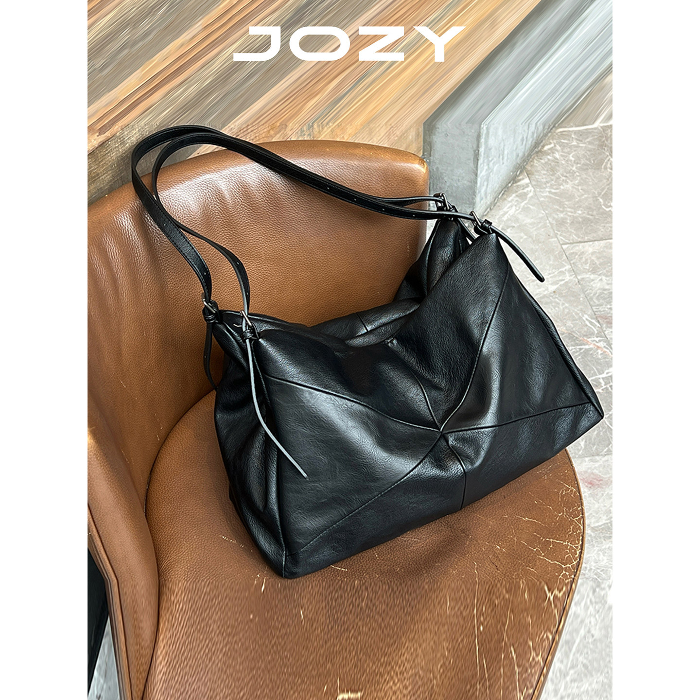 JOZY机车波士顿枕头包女通勤单肩斜挎包大容量手提托特包2025新款,箱包皮具/热销女包/男包,托特包,淘宝优惠券,粉丝福利购,淘宝优惠卷