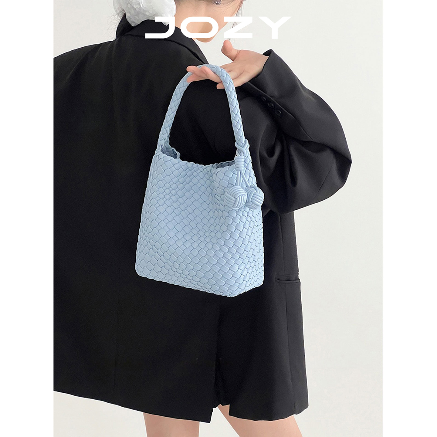 JOZY百搭女手工编织水桶包包新款软皮大容量手提包单肩托特腋下包