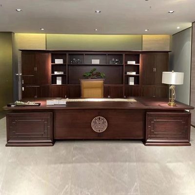 老板桌办公桌长黑胡桃木大班台实木总裁董事新中式办公室简约现代