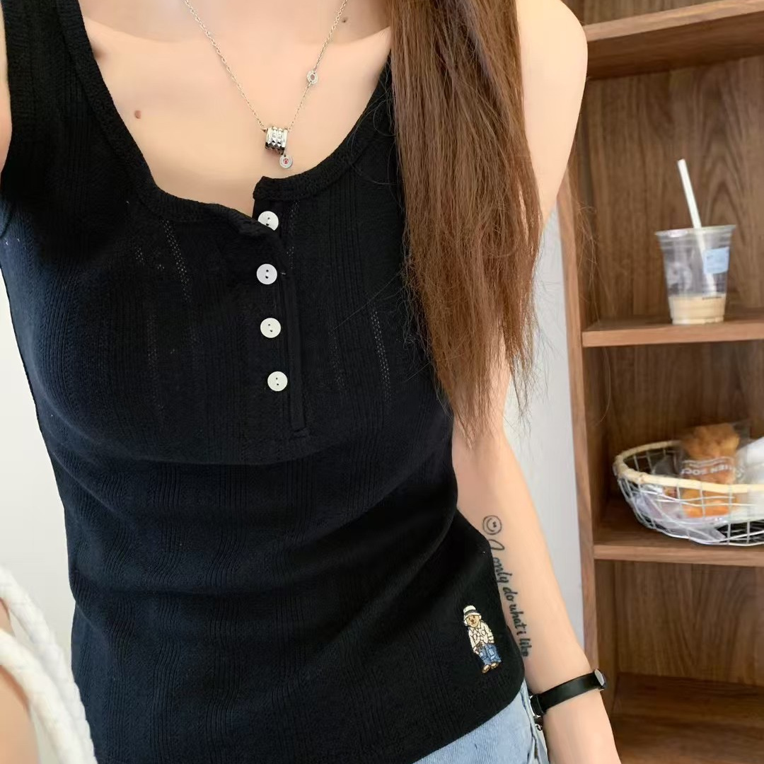布莱熊小熊背心女2025夏季新款打底内搭宽松吊带小个子潮流小众