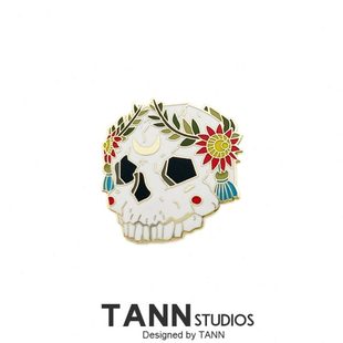 N花瓶A小众设计T花朵徽章僵尸骷髅潮流 骷髅创意个性 胸针N合金