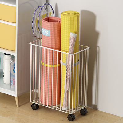 瑜伽垫收纳筒健身运动家庭体育器材储物J筐夹缝置物架带轮子省空