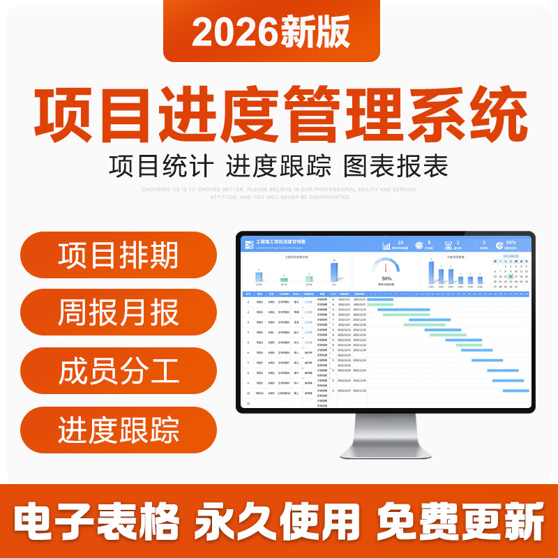 项目工程进度横道图Excel表图片