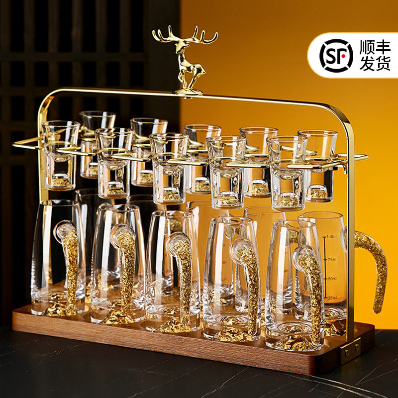 轻奢白酒杯套装家用酒盅一口杯小酒杯子二两分酒器酒具