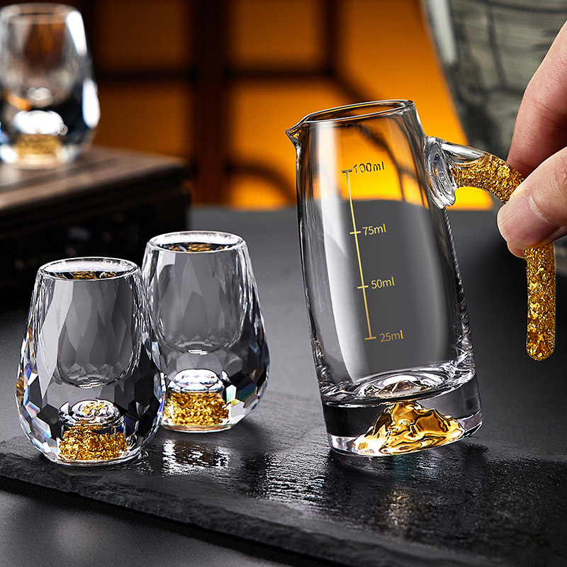 金箔白酒杯套装家用轻奢水