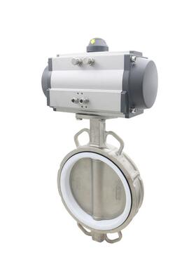 D671F-16P不锈钢对夹式气动四氟蝶阀DN50 65 80 100 125 150 200