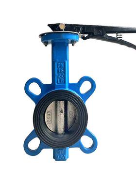 D71X-16手柄对夹蝶阀 球墨铸铁手动对夹式 碟阀dn65 80 100 150