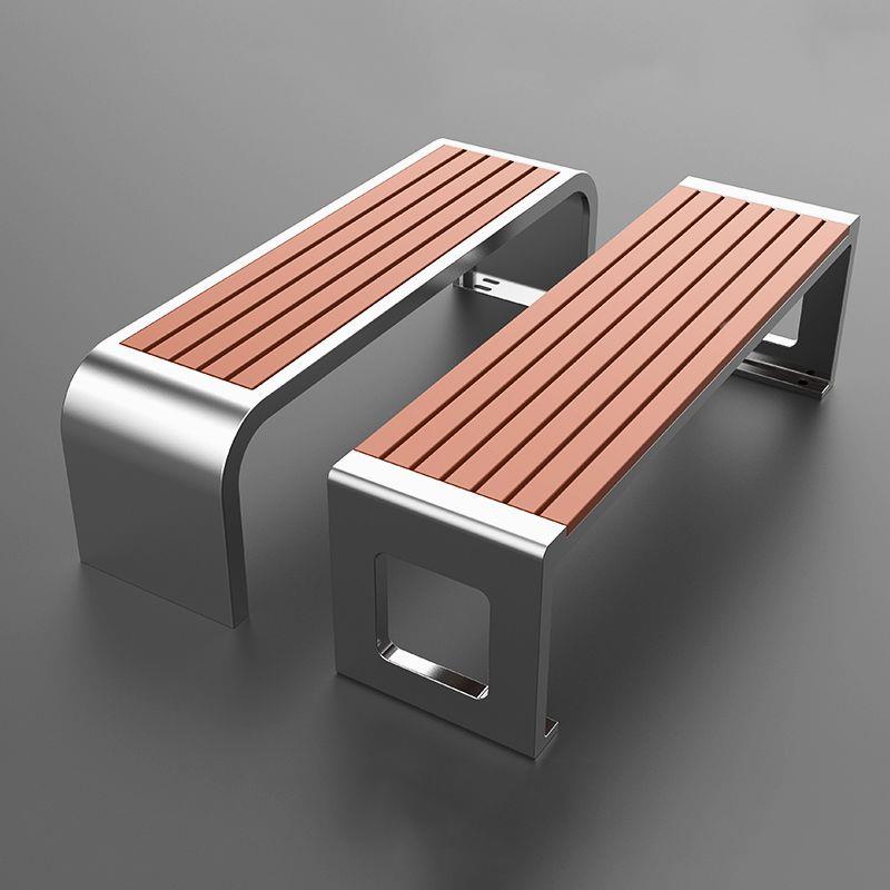 户外公园椅长椅塑木不锈钢广场双人长条凳子室外防腐木休闲简约椅
