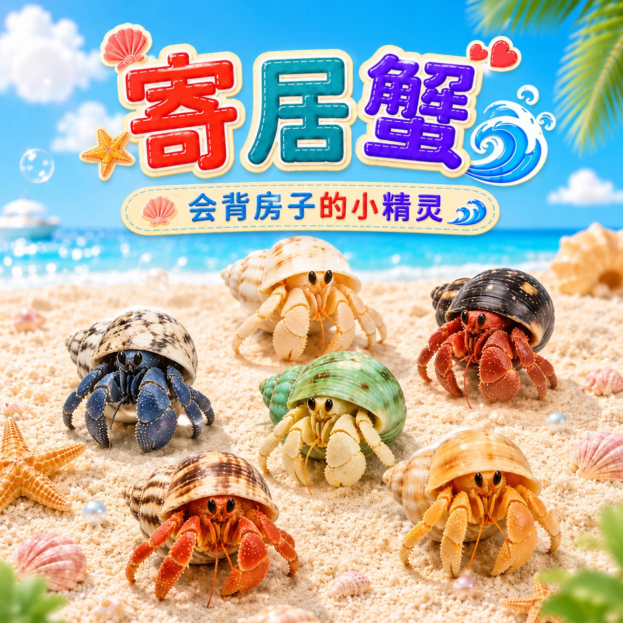 小豆丁陆生寄居蟹宠物活体寄居蟹观赏蟹送礼蟹儿童节礼物桌面萌宠