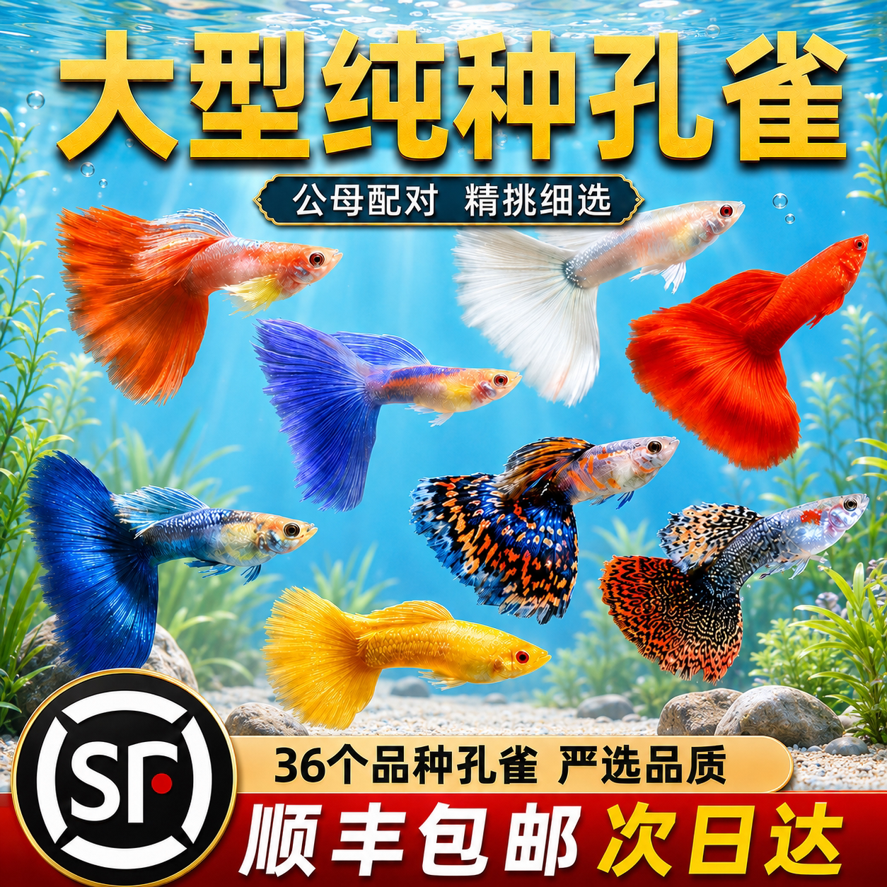 大号孔雀鱼活体热带观赏鱼好养耐活生态小鱼缸精品纯种大尾巴孔雀