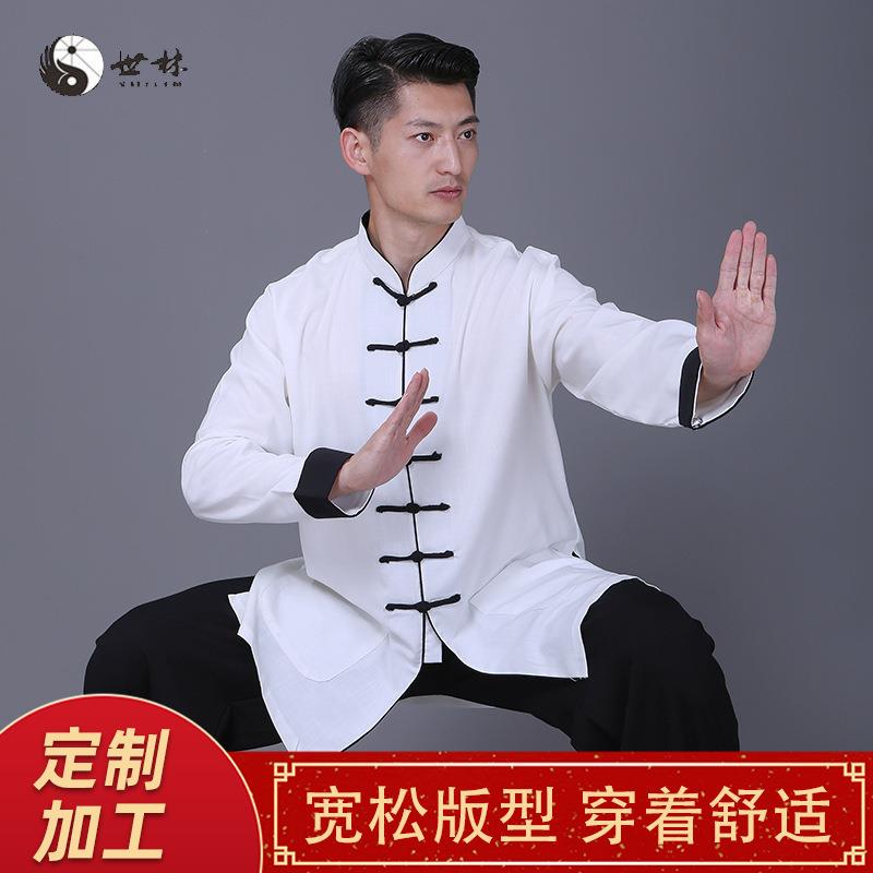 2025棉麻太极服男中国风武术服女太极拳练功服表演服晨练夏季新款
