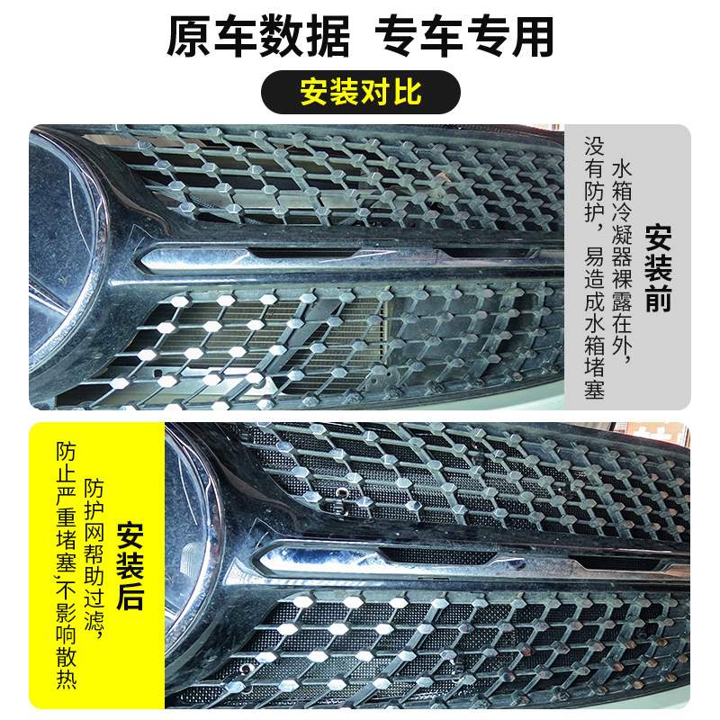 奔驰GLC300L/260L汽车水箱保护网中网冷凝器防尘罩防柳杨絮防虫网