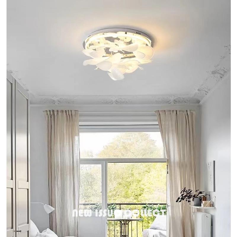 法式设计师荷叶客厅餐厅吸顶灯现代奶油风轻奢玻璃卧室书房吊灯