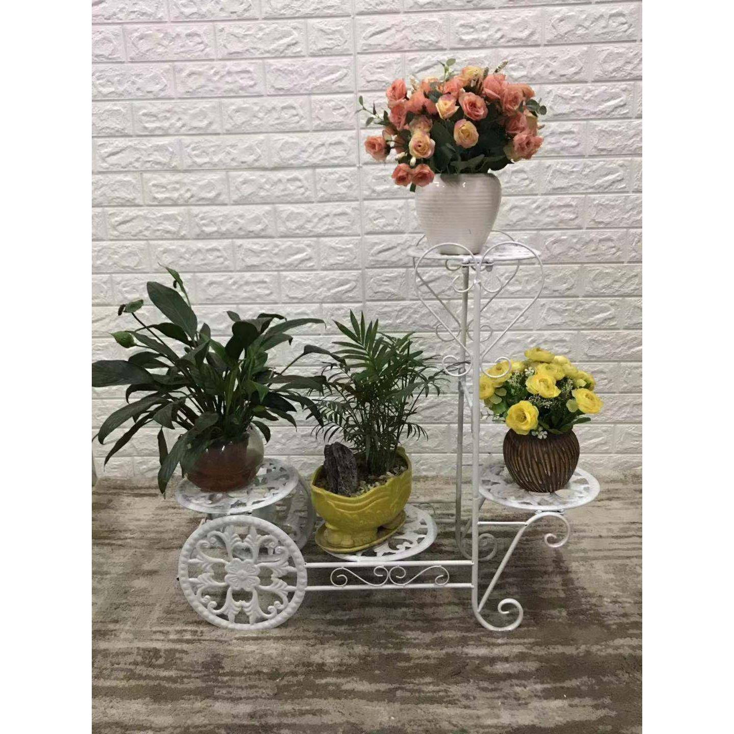 迪界新品北欧花架四盘花架室内阳台客厅花架铁艺多层展示架置物架