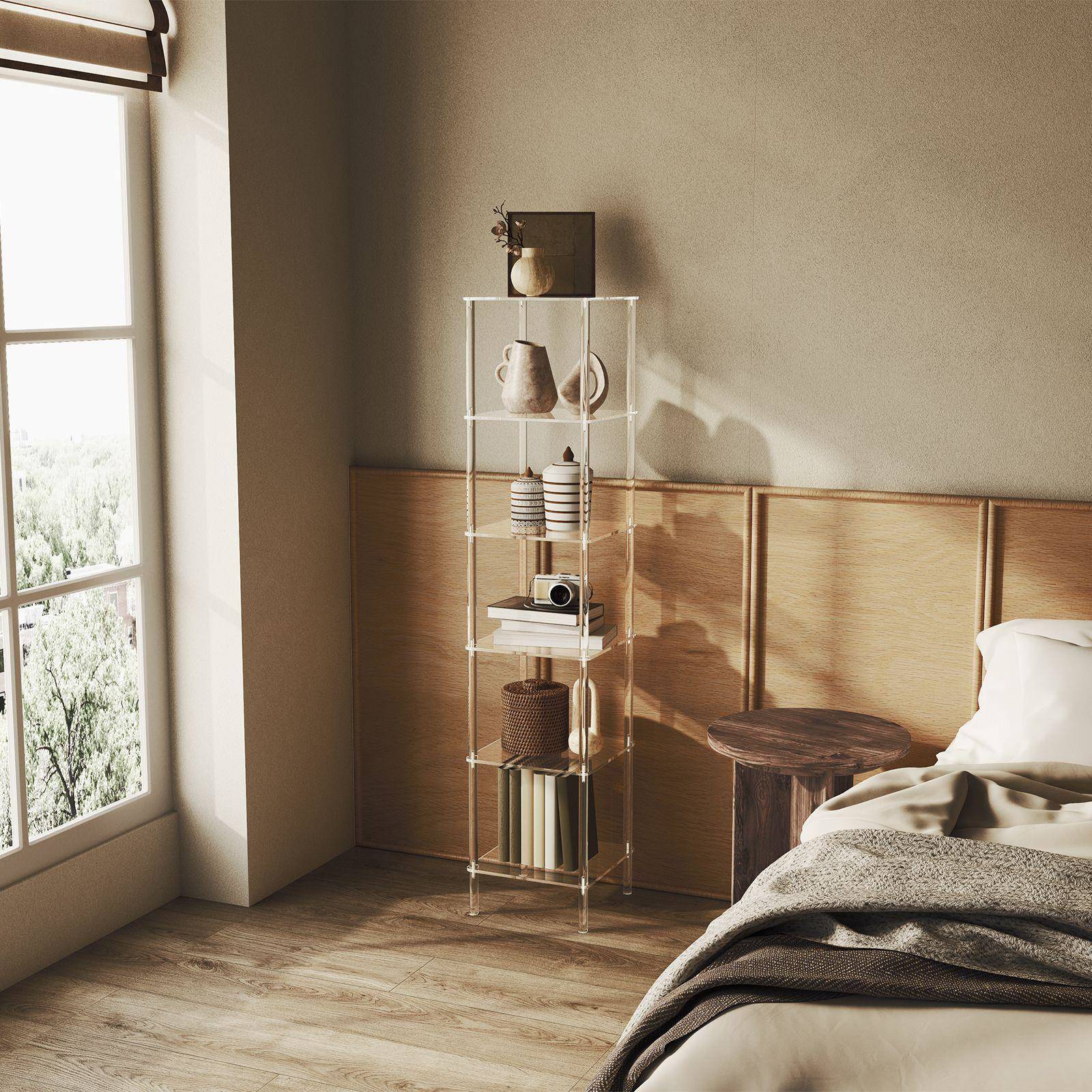 亚克力透明书架多层角落展示架家用卧室浴室小空间落地书架置物架