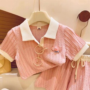 短裙2025夏季 Polo领包边短袖 打底衫 甜美 新款 甄选好料 女童套装