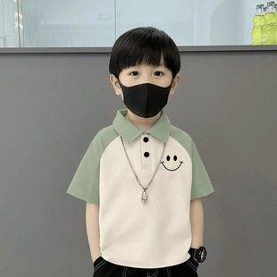 短袖 儿童男童洋气休闲夏季 甄选好料 男孩翻领 儿童100%棉polo衫