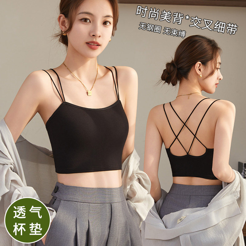 防走光网红爆款2026新款交叉美背运动胸罩一体女抹胸收副乳内衣夏
