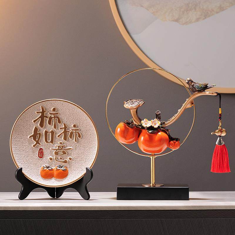 新中式事事如意柿子入门玄关摆件客厅电视柜酒柜办公室摆设装饰品,鲜花速递/花卉仿真/绿植园艺,割草机/草坪机,淘宝优惠券,粉丝福利购,淘宝优惠卷