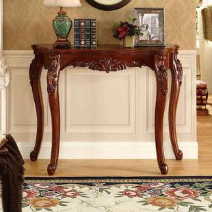 玄关台实木美式沙发背几欧式玄关桌长条几靠墙轻奢门厅柜玄关边桌