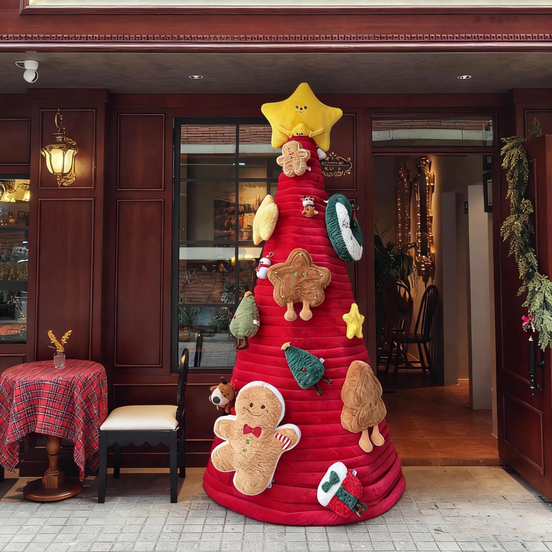 红色圣诞树2025高级感圣诞节商场酒店氛围布置ins装饰6cm冰岛