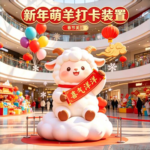 巨型卡通小羊充气气模美陈摆件