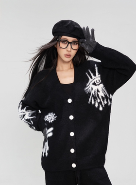 HSNH【恶魔之眼】家居服圆领宽松高级感百搭休闲套装男女同款套装