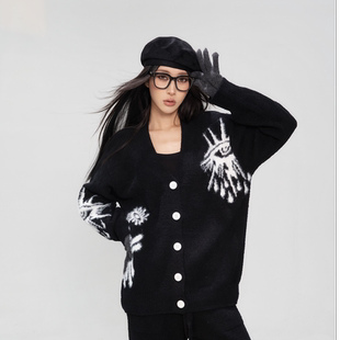 HSNH【恶魔之眼】家居服圆领宽松高级感百搭休闲套装男女同款套装