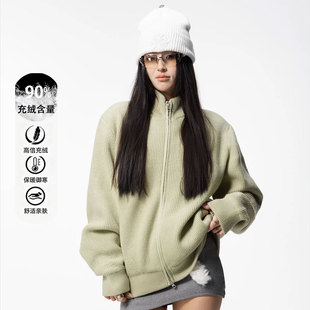 HSNH【开衫毛衣羽绒服】秋冬立领针织情侣休闲潮酷辣妹羽绒外套