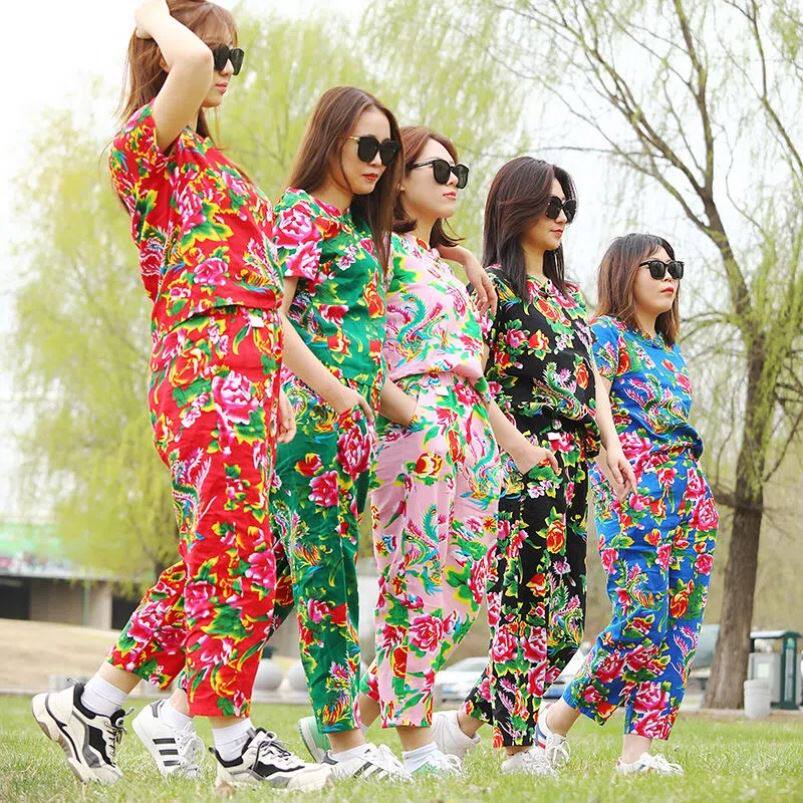 网红2023新款东北套装布衣服睡衣民族风妈妈秧歌服女装