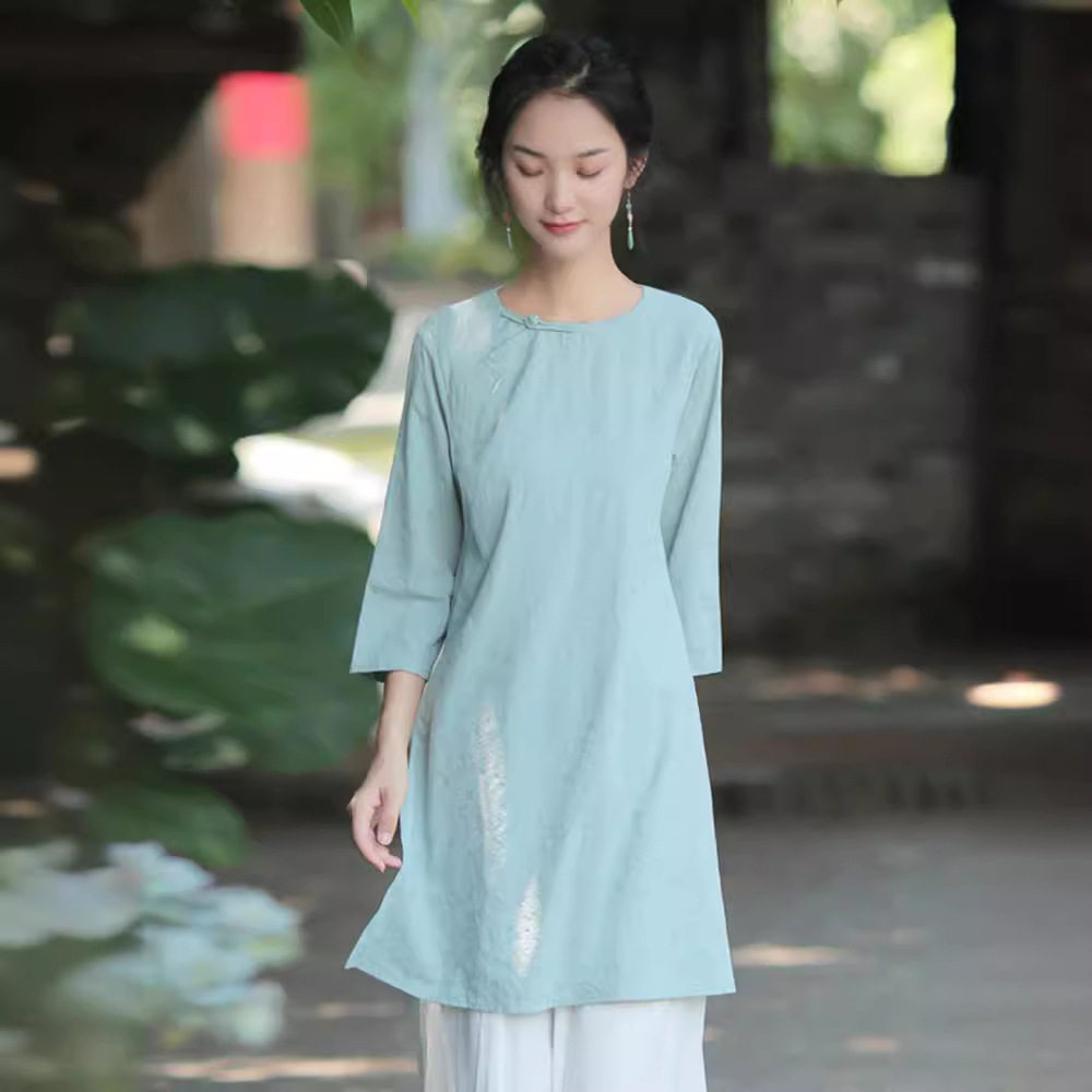 棉麻改良旗袍上衣女款新中式禅意