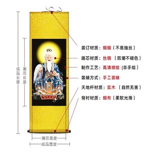 新品无极鸿钧老祖画像挂画u字画卷轴定制客厅办公室玄关客厅堂屋