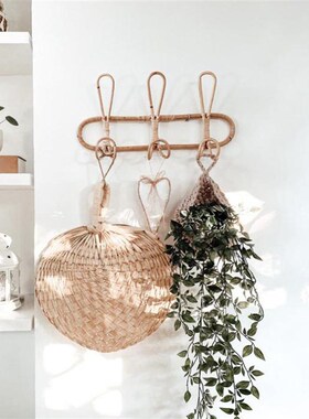 极速Large Rattan Wall Hooks Clothes Hat Hanging SHook Handwo